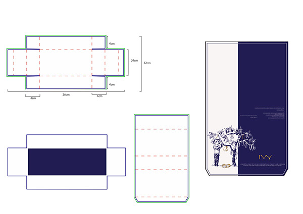 IVY — structural dieline and print layout